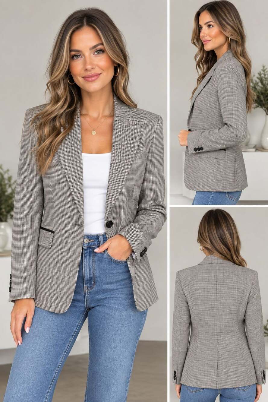 Cynthia Rowley Houndstooth Blazer Women’s Size Medium Blazer Business Coat